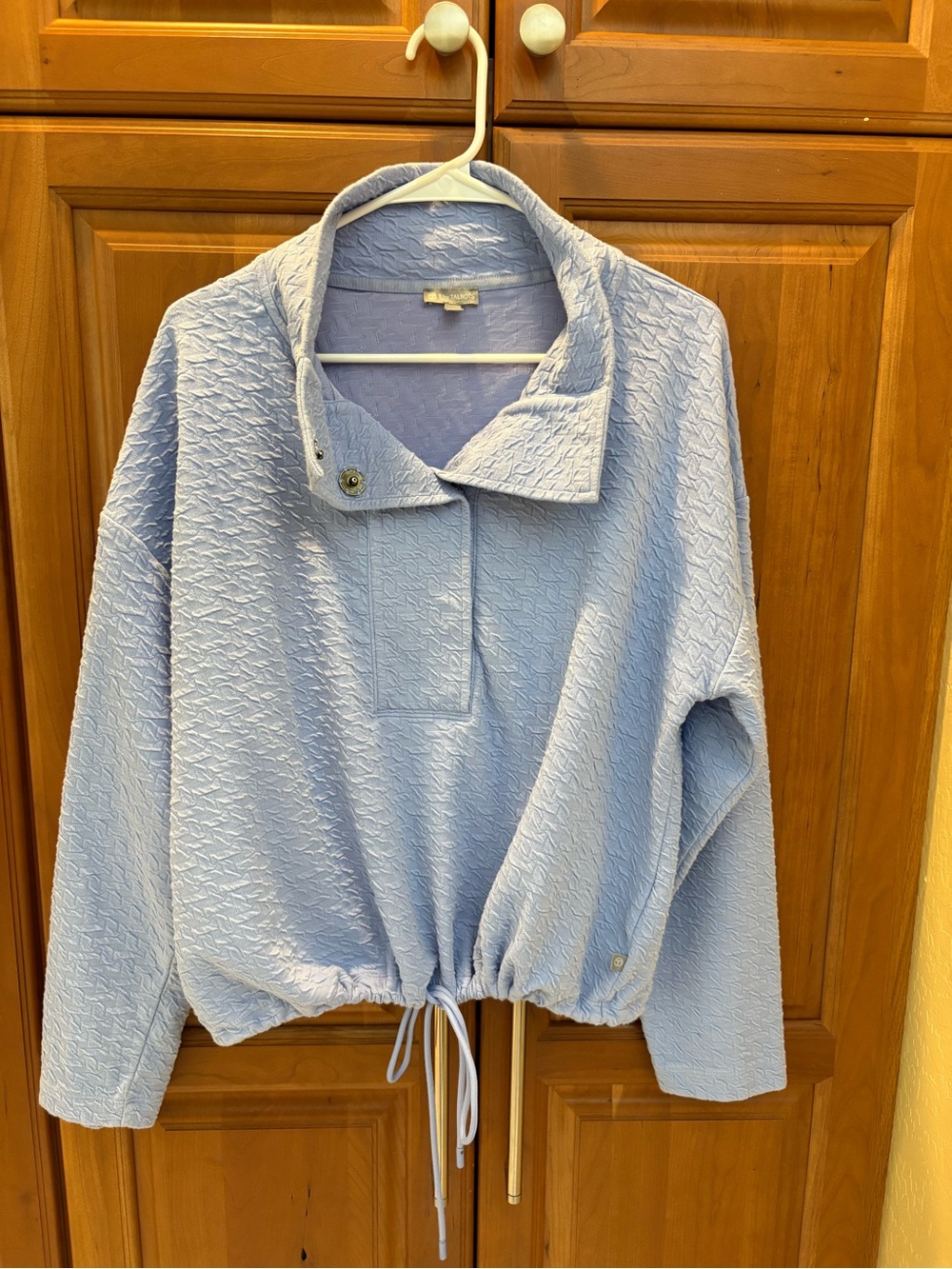 T by Talbots Light Blue Textured Drawstring Pullover Jacket XL